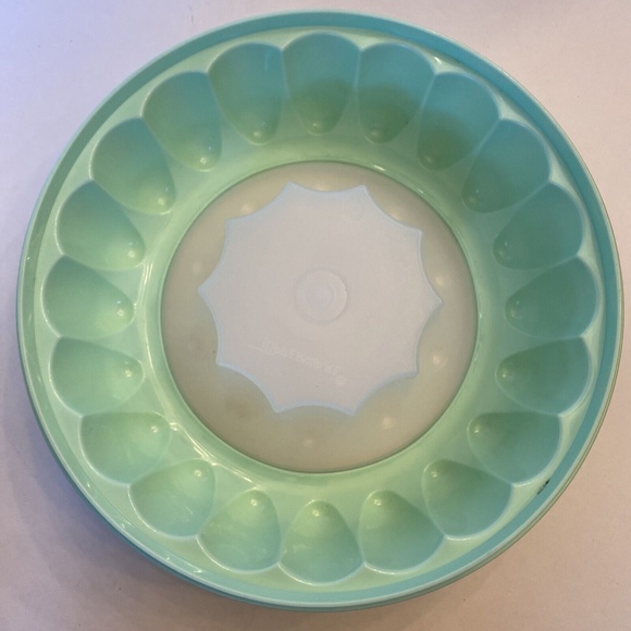 Vintage TUPPERWARE 3-Piece 9.5” Jello Mold Ice Ring Mint Green 1202 1201 1203 - Picture 3 of 8